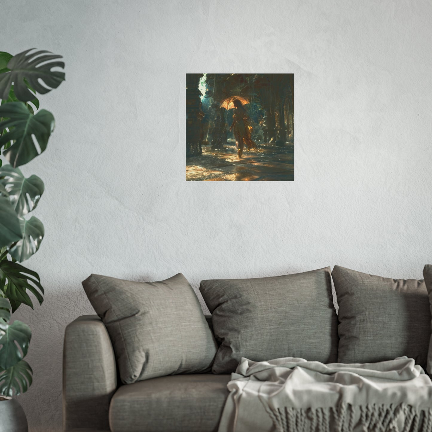 Satin and Archival Matte Posters: Woman in a Pale Yellow Linen Dress #01