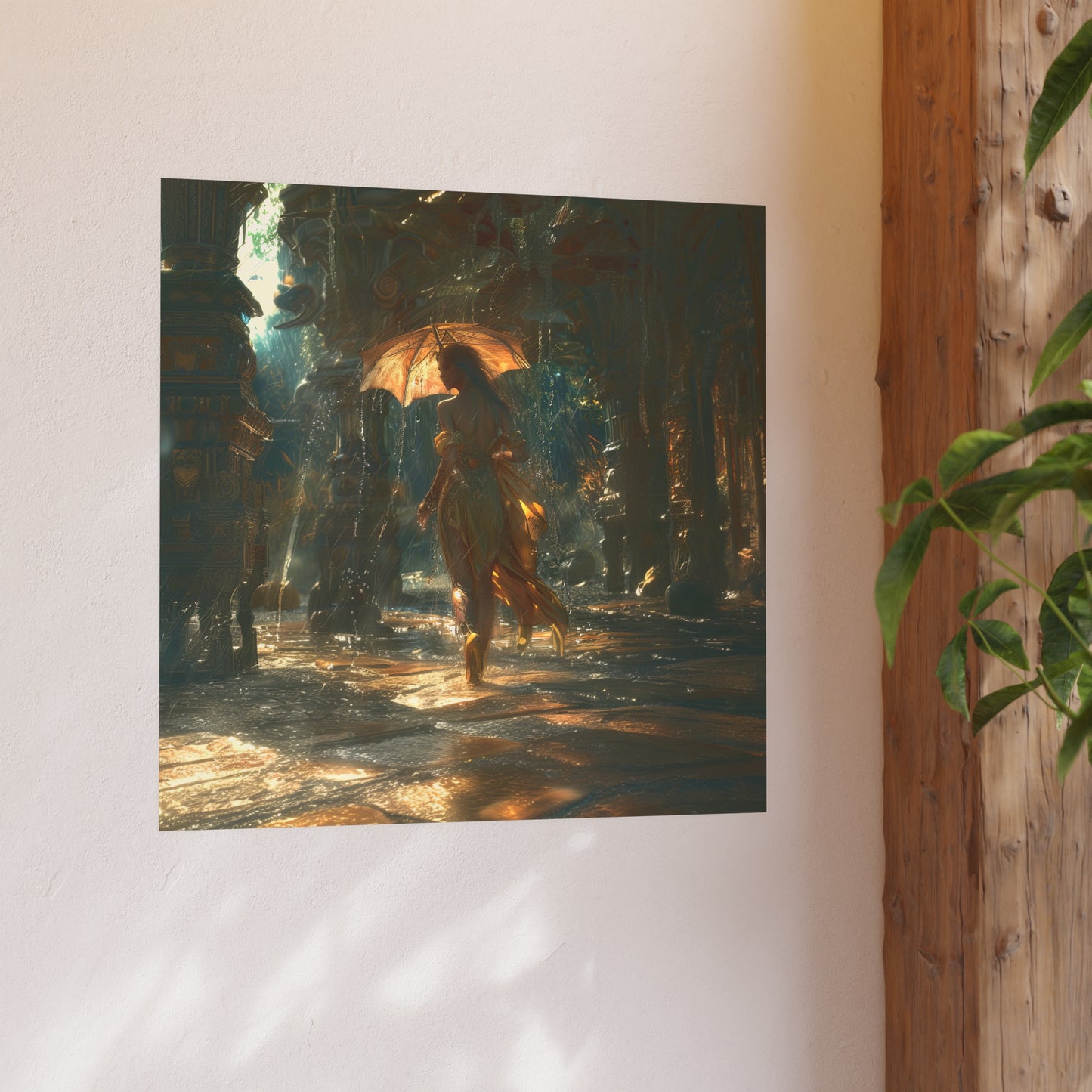 Satin and Archival Matte Posters: Woman in a Pale Yellow Linen Dress #01