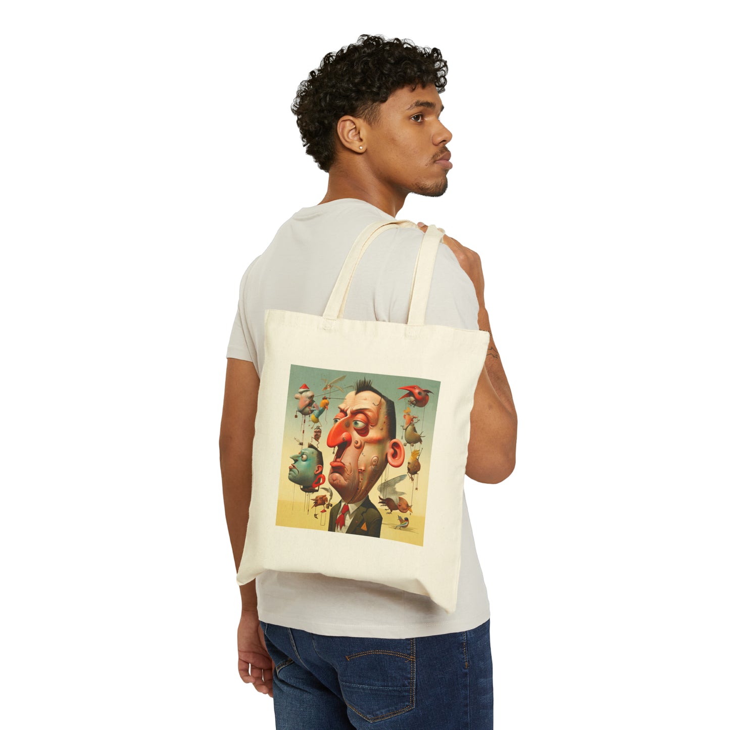 Cotton Canvas Tote Bag: Weird Man