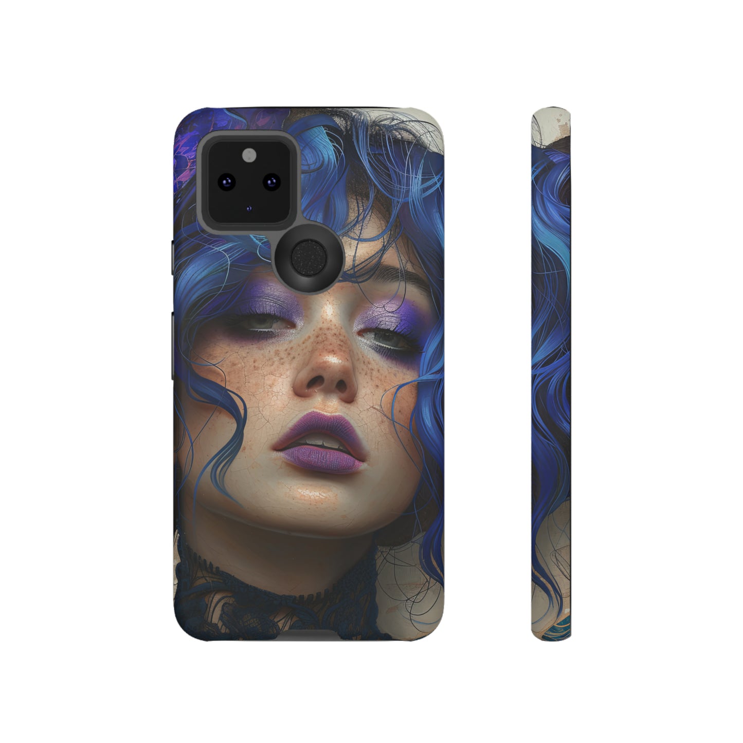 Tough Mobile Phone Cases: lady with blue and purple hair