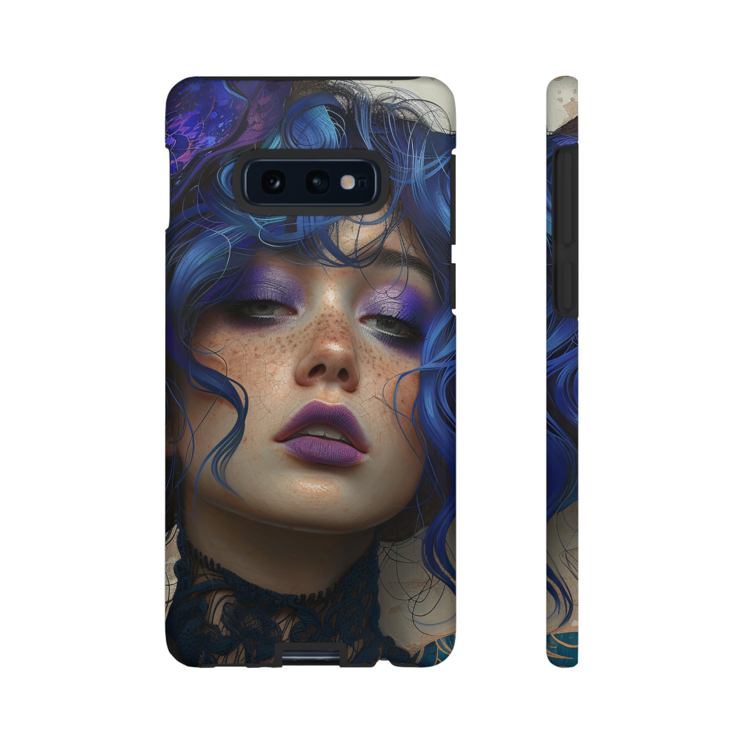 Tough Mobile Phone Cases: lady with blue and purple hair