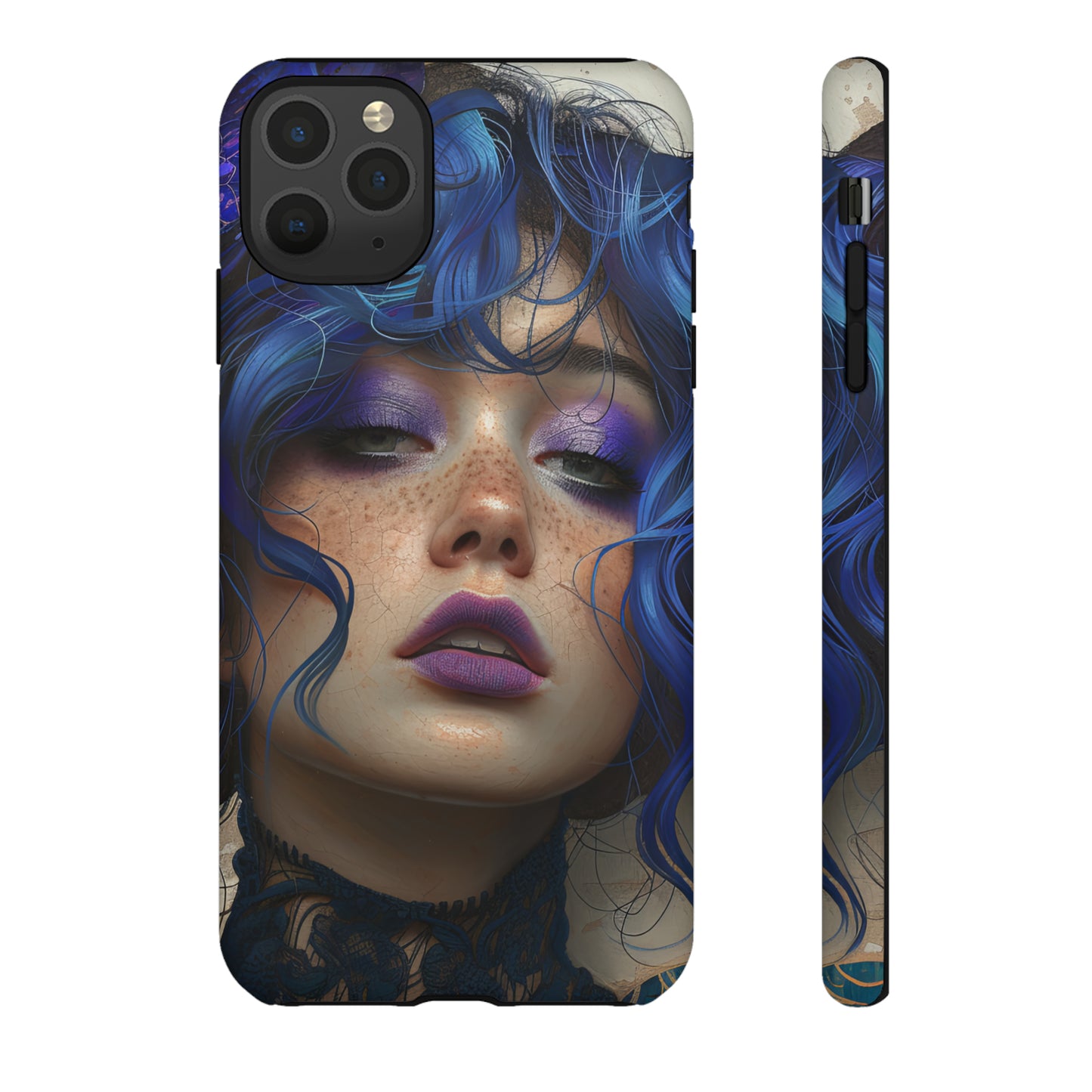 Tough Mobile Phone Cases: lady with blue and purple hair