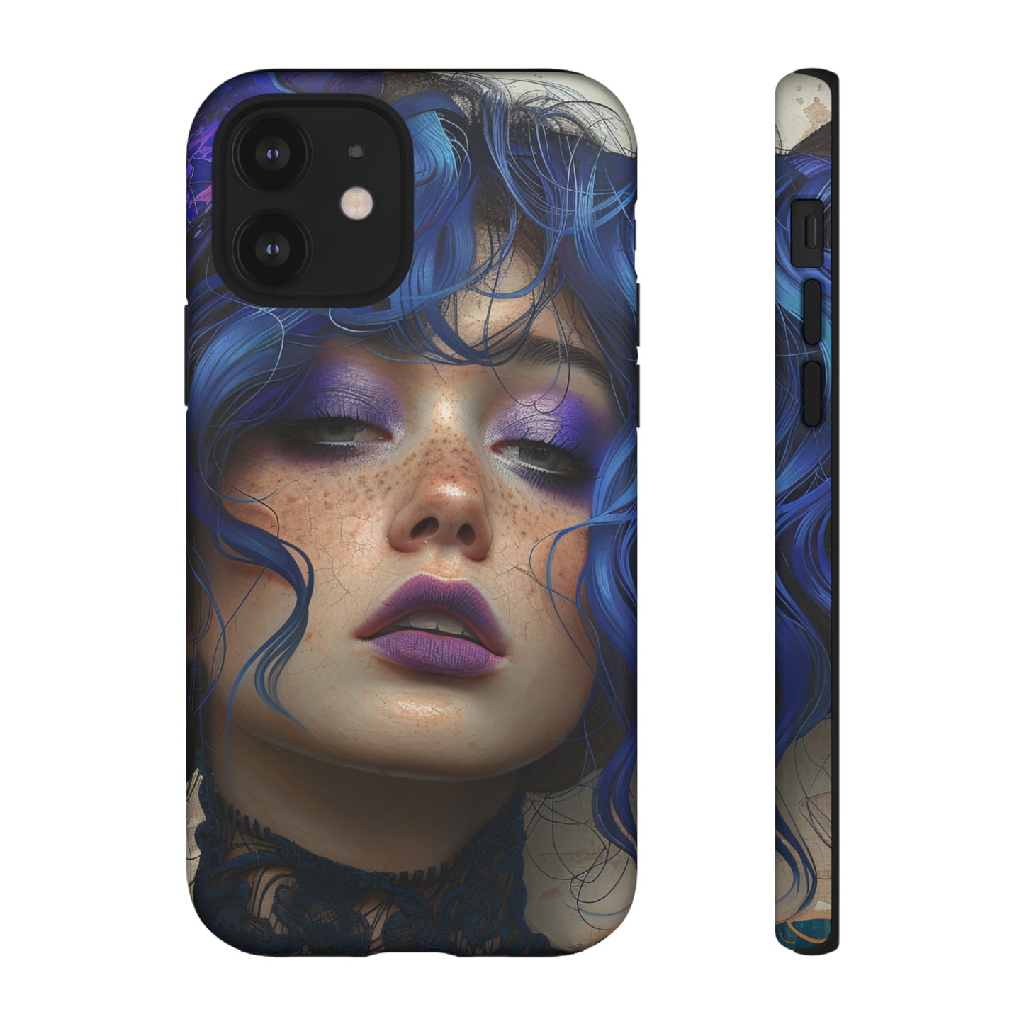 Tough Mobile Phone Cases: lady with blue and purple hair