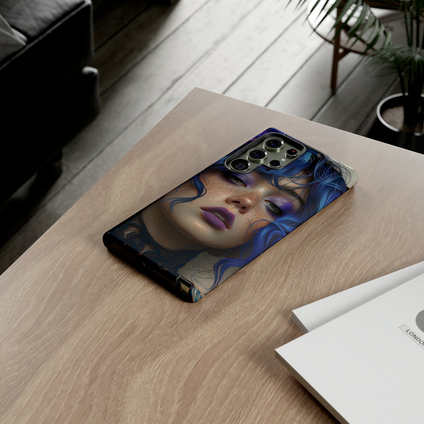 Tough Mobile Phone Cases: lady with blue and purple hair