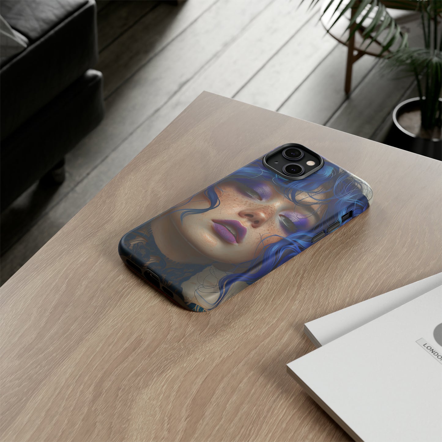 Tough Mobile Phone Cases: lady with blue and purple hair