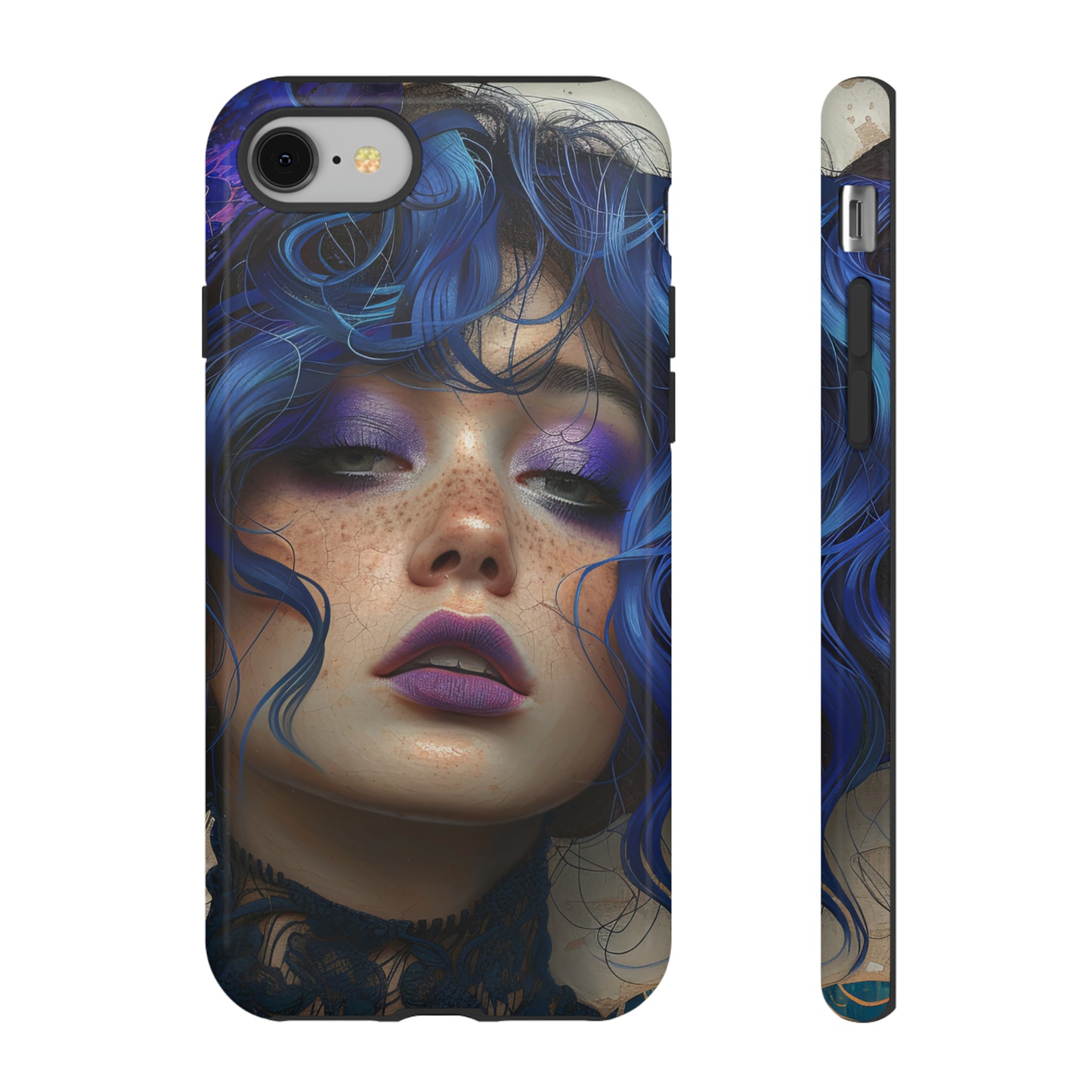 Tough Mobile Phone Cases: lady with blue and purple hair