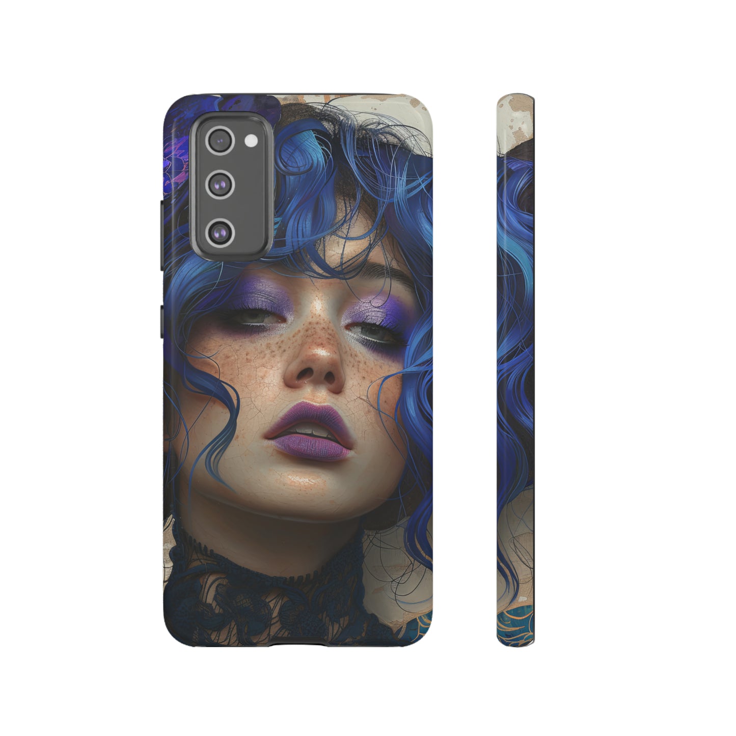 Tough Mobile Phone Cases: lady with blue and purple hair