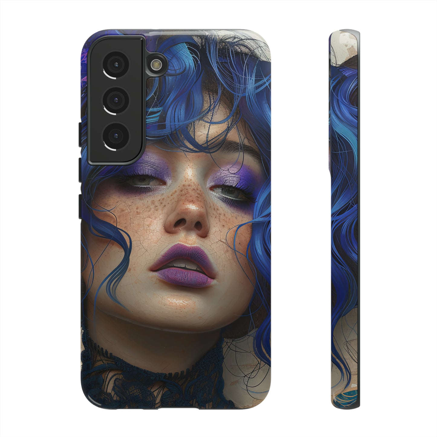 Tough Mobile Phone Cases: lady with blue and purple hair