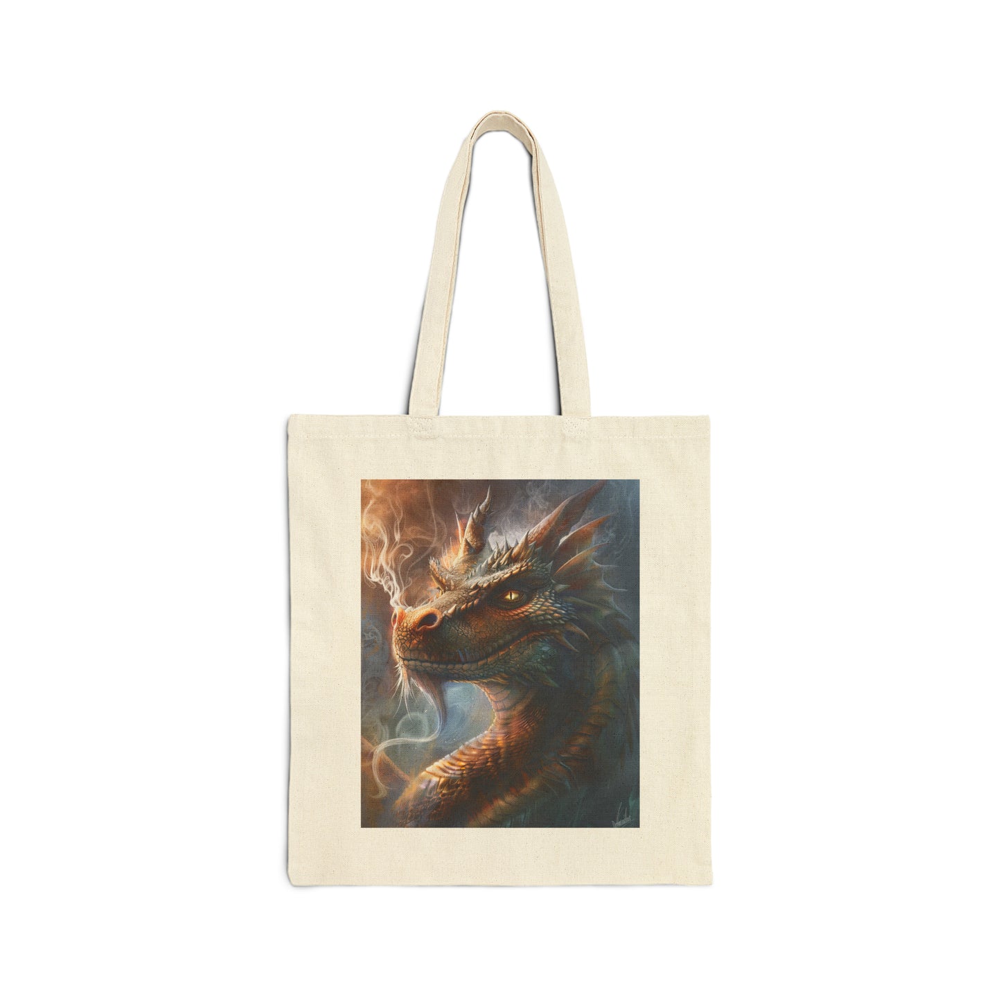 Cotton Canvas Tote Bag: Smoking Dragon