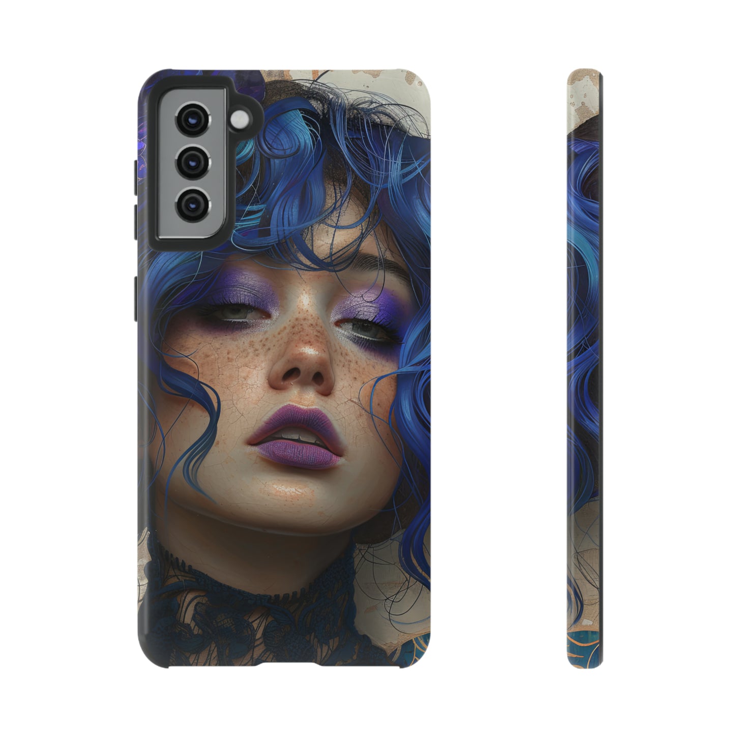 Tough Mobile Phone Cases: lady with blue and purple hair