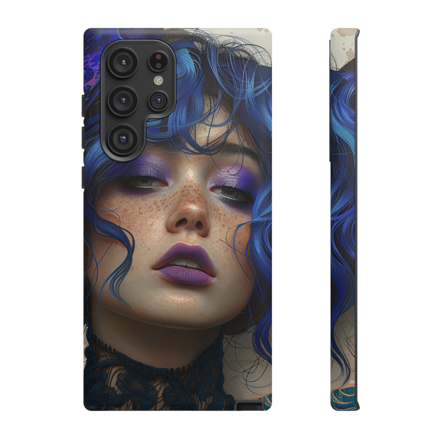 Tough Mobile Phone Cases: lady with blue and purple hair