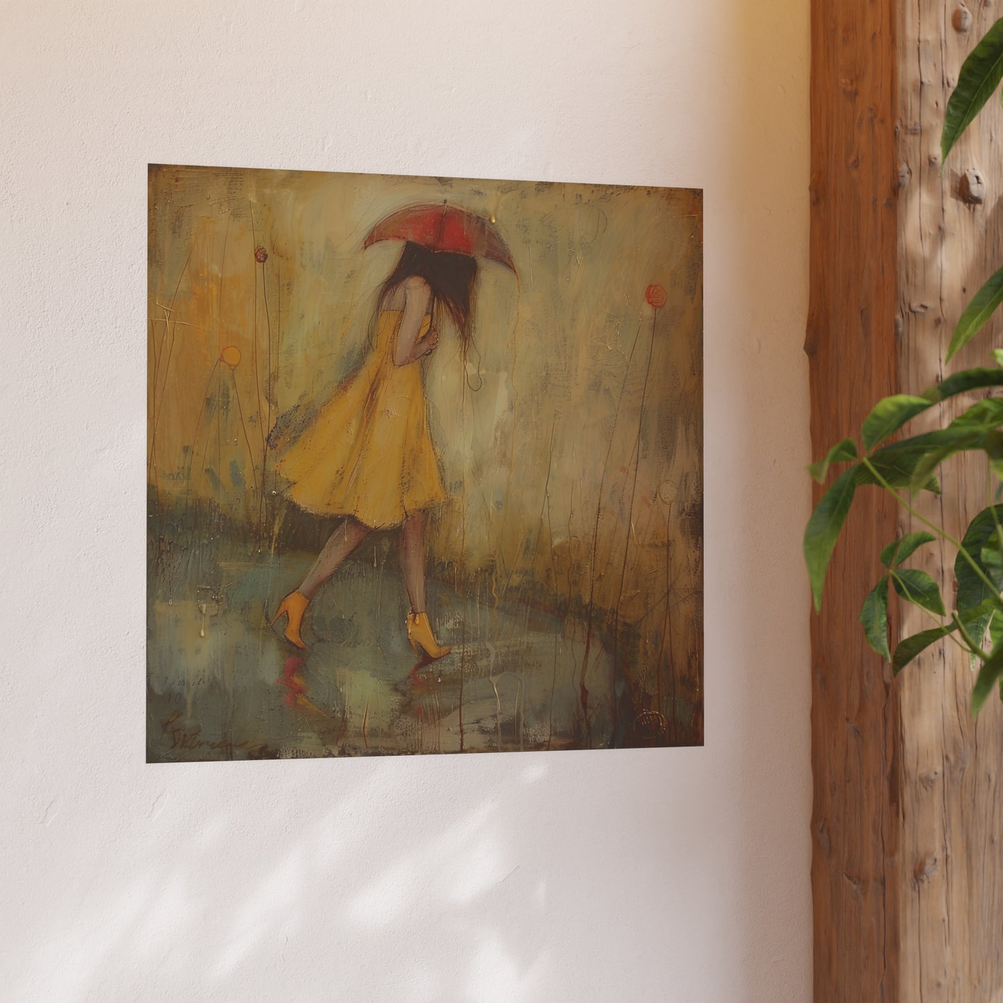 Satin and Archival Matte Posters: Woman in a Pale Yellow Linen Dress #04