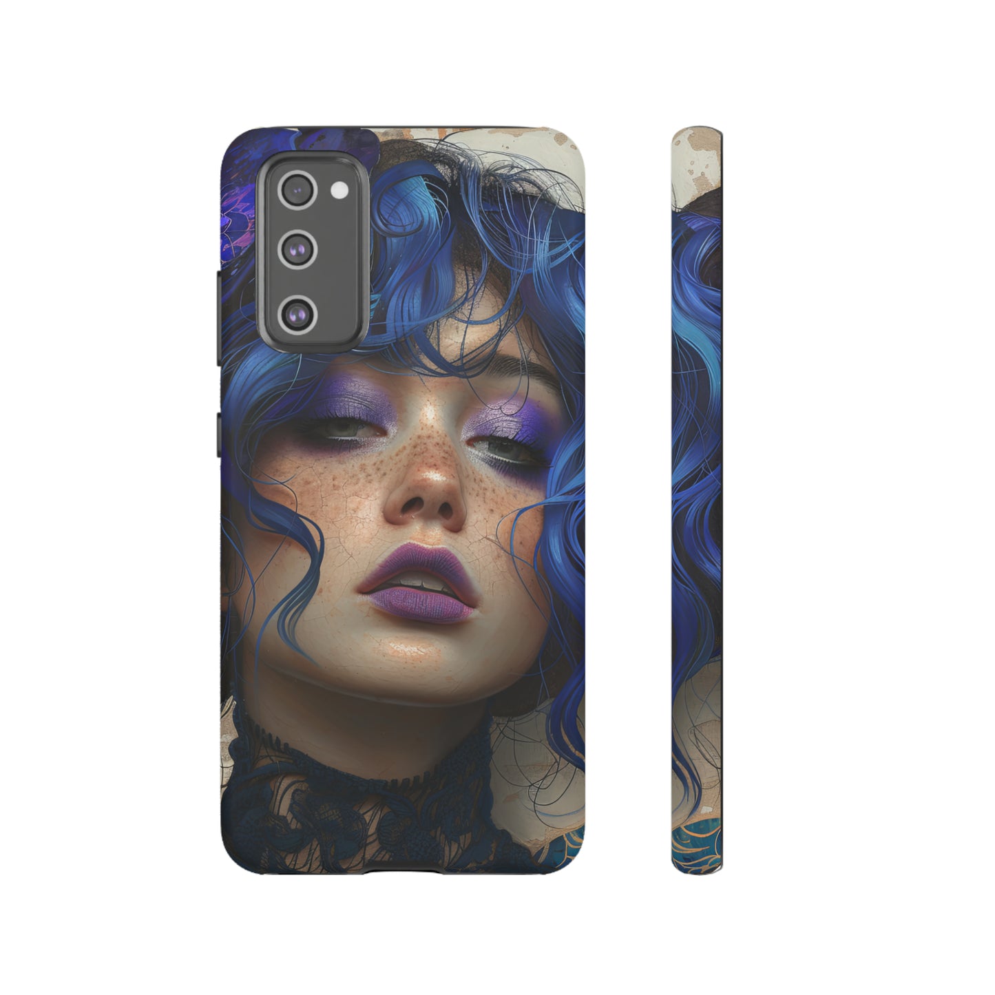 Tough Mobile Phone Cases: lady with blue and purple hair