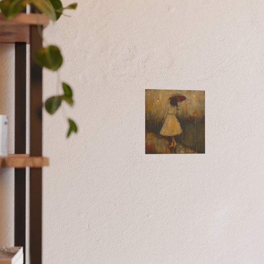 Satin and Archival Matte Posters: Woman in a Pale Yellow Linen Dress #02