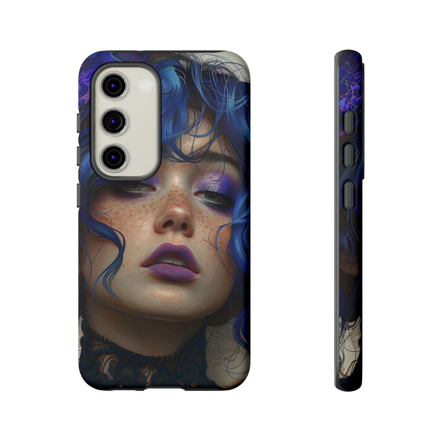 Tough Mobile Phone Cases: lady with blue and purple hair