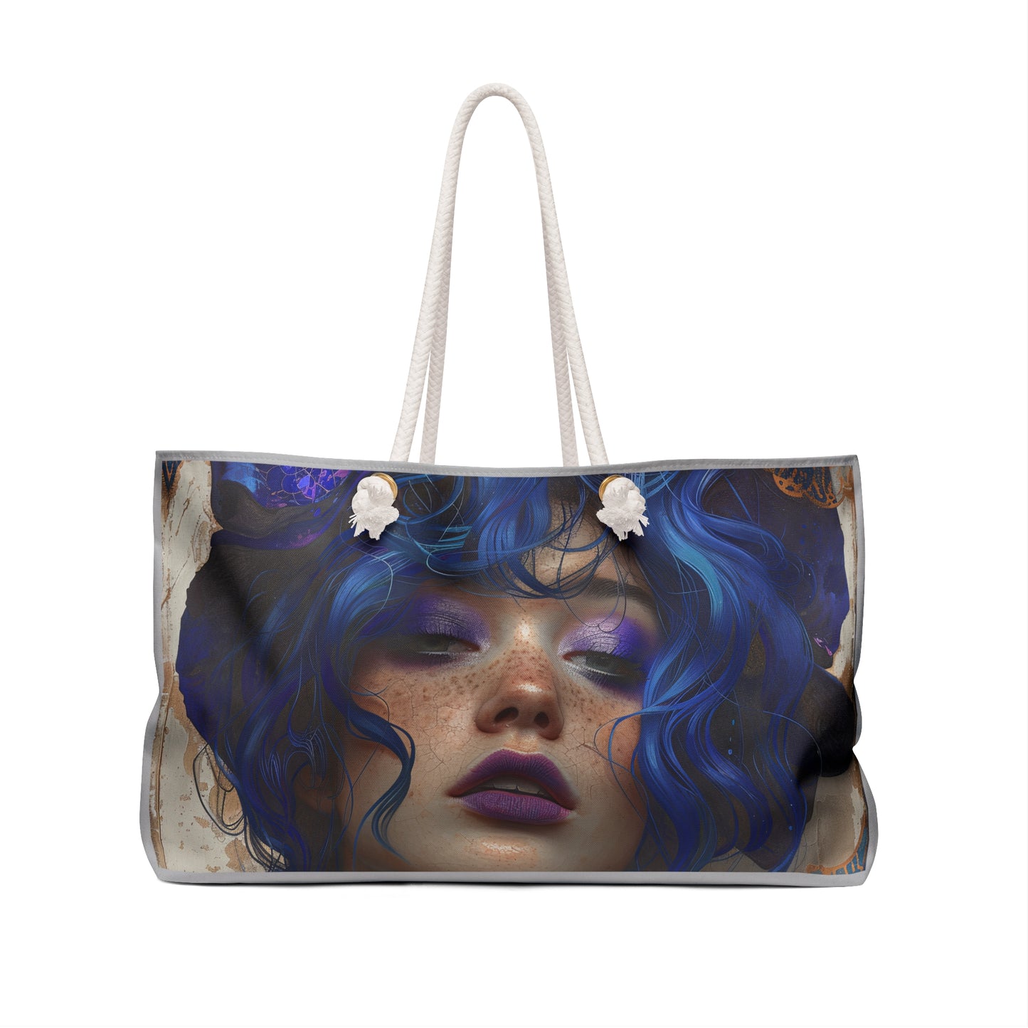 Weekender Bag: lady with blue and purple hair