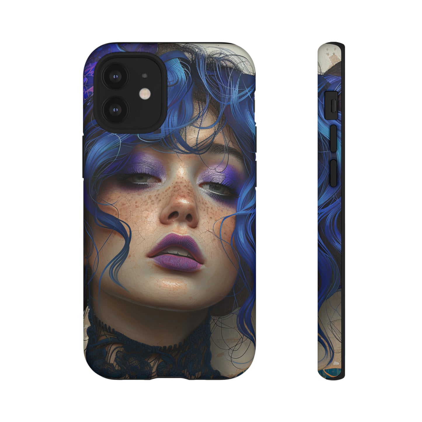 Tough Mobile Phone Cases: lady with blue and purple hair