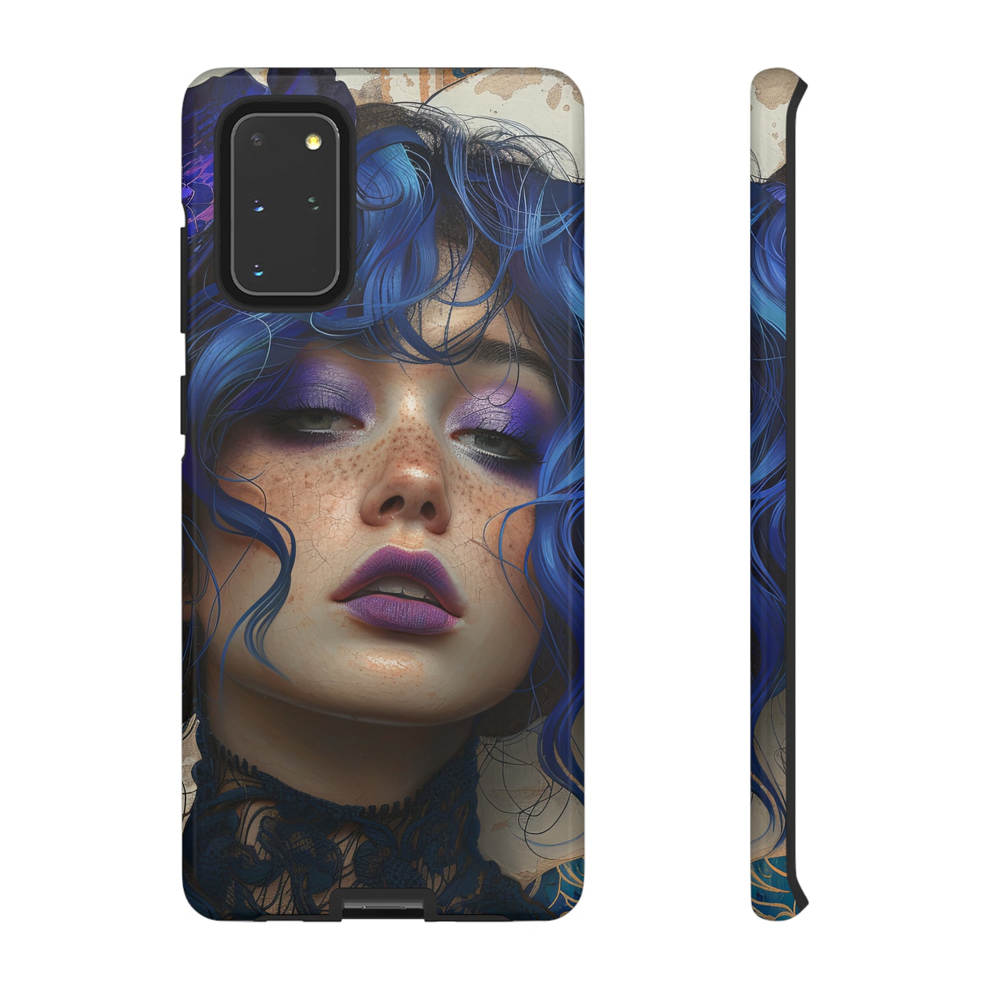 Tough Mobile Phone Cases: lady with blue and purple hair