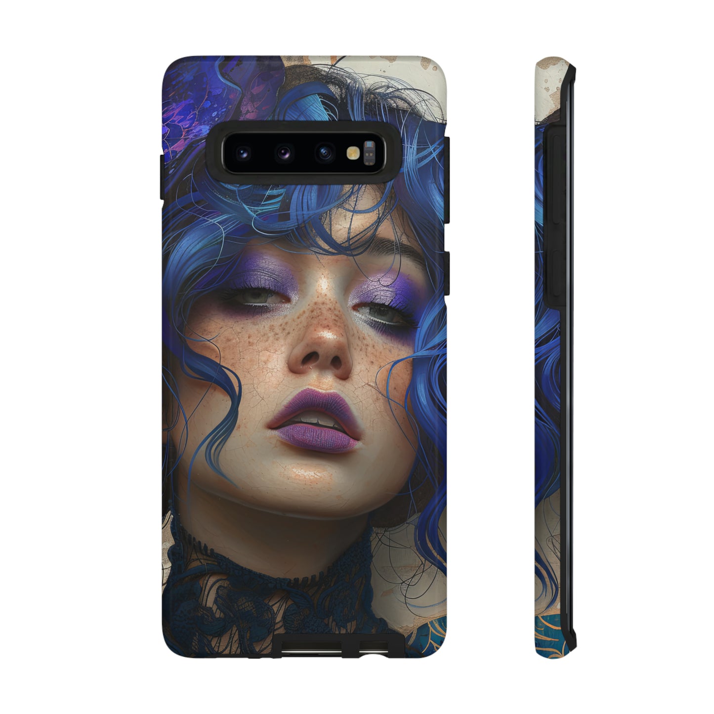 Tough Mobile Phone Cases: lady with blue and purple hair